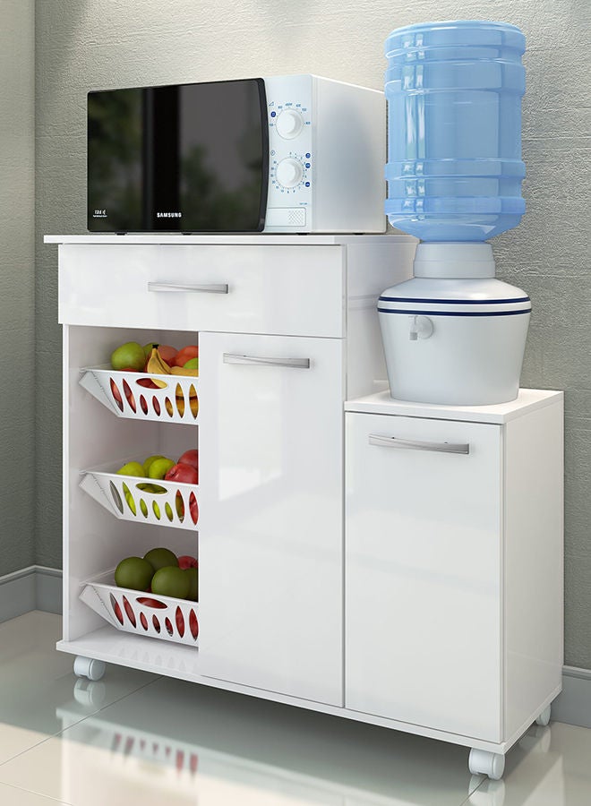 DANUBE HOME Ledian 2 Door Fruit Cabinet Sturdy Home Kitchen Organiser Modern Design Furniture For Dining Room Living Room Kitchen 90.50x36x97.50 cm White - Image 1