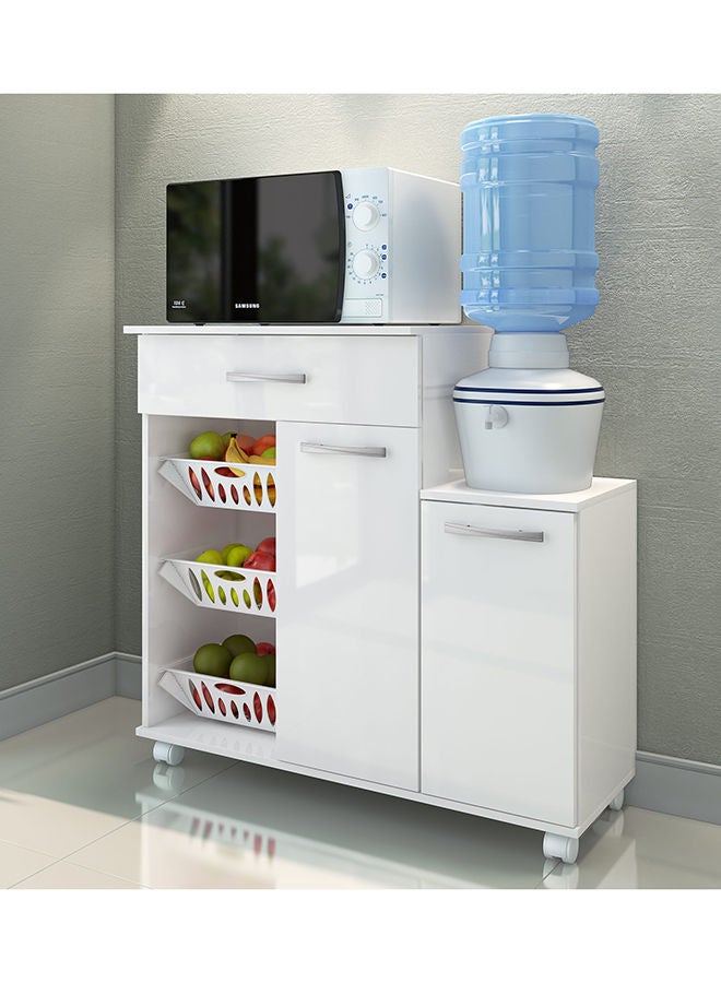 DANUBE HOME Ledian 2 Door Fruit Cabinet Sturdy Home Kitchen Organiser Modern Design Furniture For Dining Room Living Room Kitchen 90.50x36x97.50 cm White - Image 3