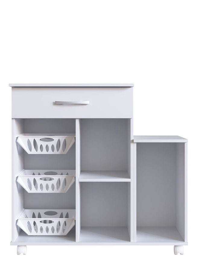 DANUBE HOME Ledian 2 Door Fruit Cabinet Sturdy Home Kitchen Organiser Modern Design Furniture For Dining Room Living Room Kitchen 90.50x36x97.50 cm White - Image 2