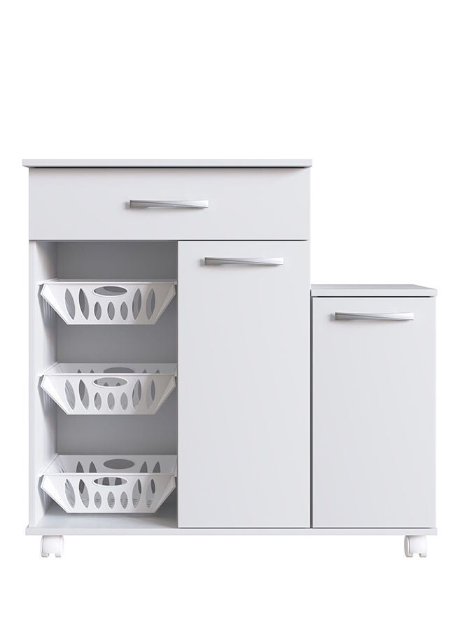 DANUBE HOME Ledian 2 Door Fruit Cabinet Sturdy Home Kitchen Organiser Modern Design Furniture For Dining Room Living Room Kitchen 90.50x36x97.50 cm White - Image 5