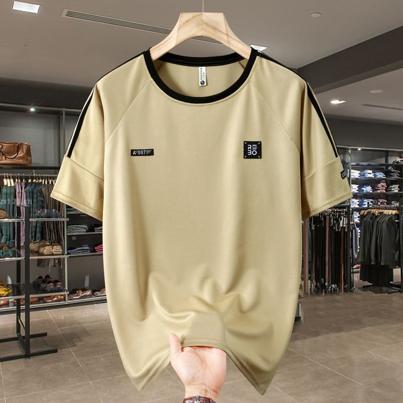 Short-Sleeved T-Shirt For Men Casual Ice-Feel Off-Shoulder T-Shirt Large Size Loose T-Shirt Trendy Quick-Drying And Cool - Image 1