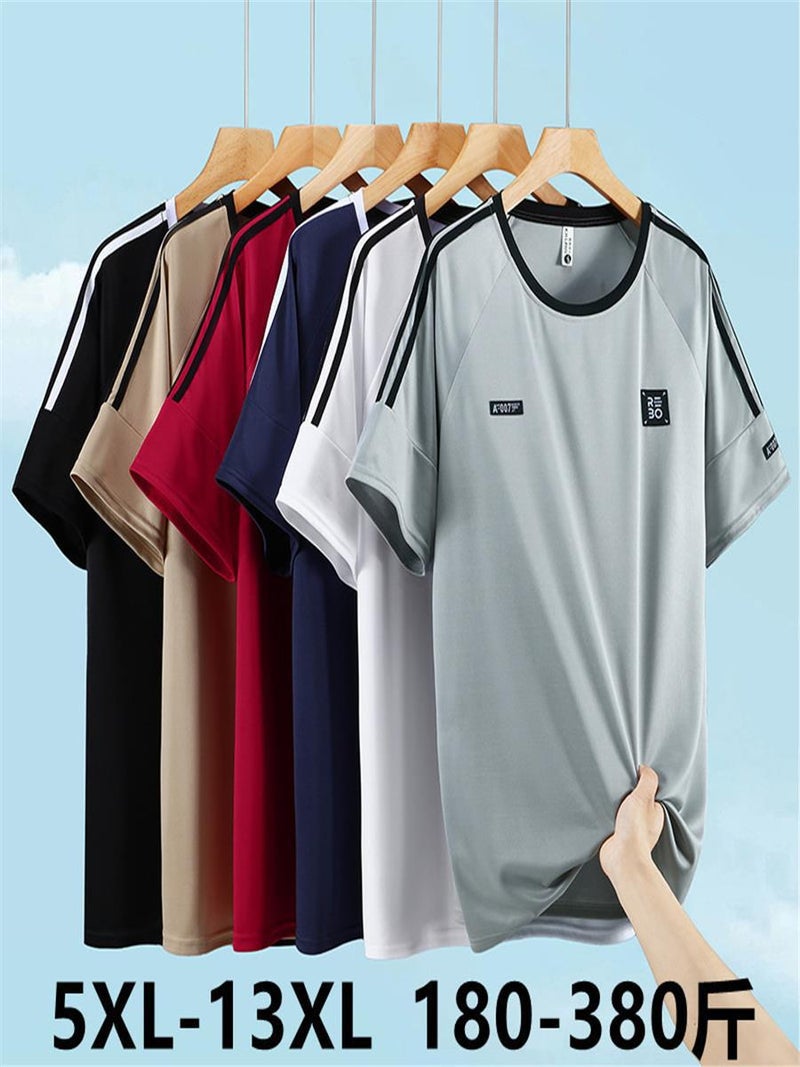 Short-Sleeved T-Shirt For Men Casual Ice-Feel Off-Shoulder T-Shirt Large Size Loose T-Shirt Trendy Quick-Drying And Cool - Image 2