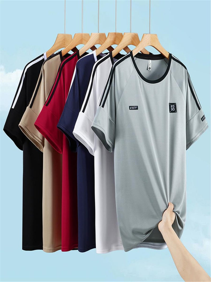 Short-Sleeved T-Shirt For Men Casual Ice-Feel Off-Shoulder T-Shirt Large Size Loose T-Shirt Trendy Quick-Drying And Cool - Image 3