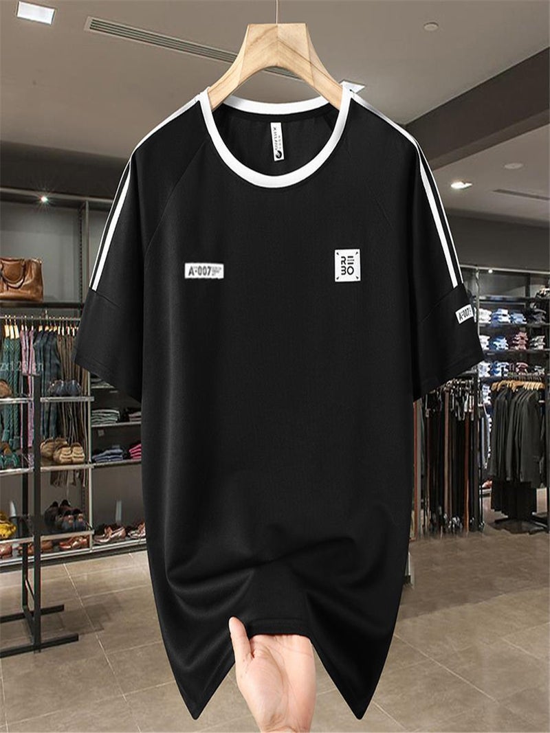 Short-Sleeved T-Shirt For Men Casual Ice-Feel Off-Shoulder T-Shirt Large Size Loose T-Shirt Trendy Quick-Drying And Cool - Image 5