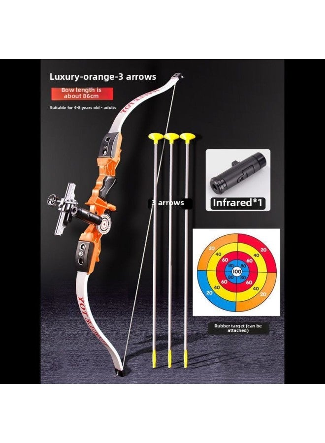 Children's Large Bow And Arrow Toy Suit Target Shooting Toy Suction Cup Arrow Target Outdoor Sports 6 Boys 8 To 12 Years Old-Color:Luxury Version [9 Arrows + Quiver + Hanging Target]-Specifications:Medium Dark Orange 87cm [auxiliary + Infrared + Gloves]  - Image 1