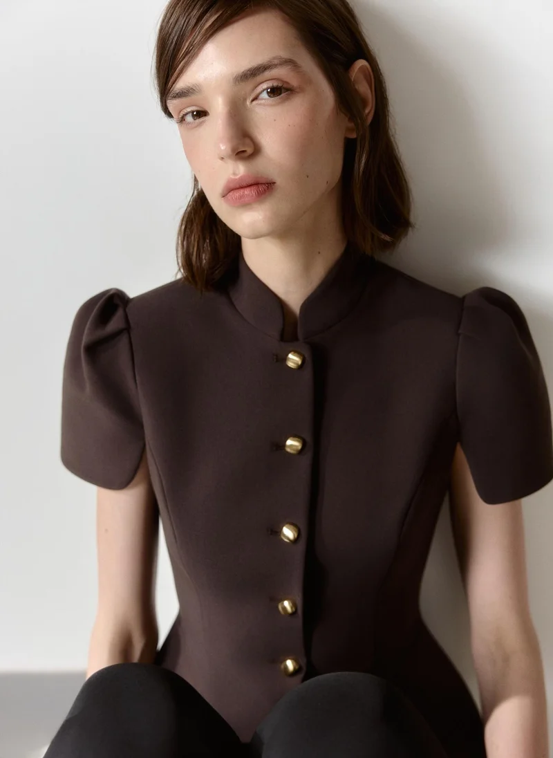 Lichi  Fitted jacket with a stand-up collar and voluminous sleeves for Women | Best Price UAE