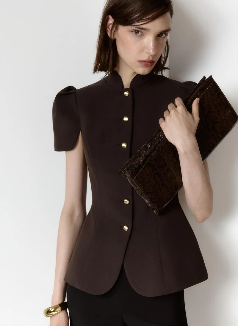 Lichi  Fitted jacket with a stand-up collar and voluminous sleeves for Women | Best Price UAE