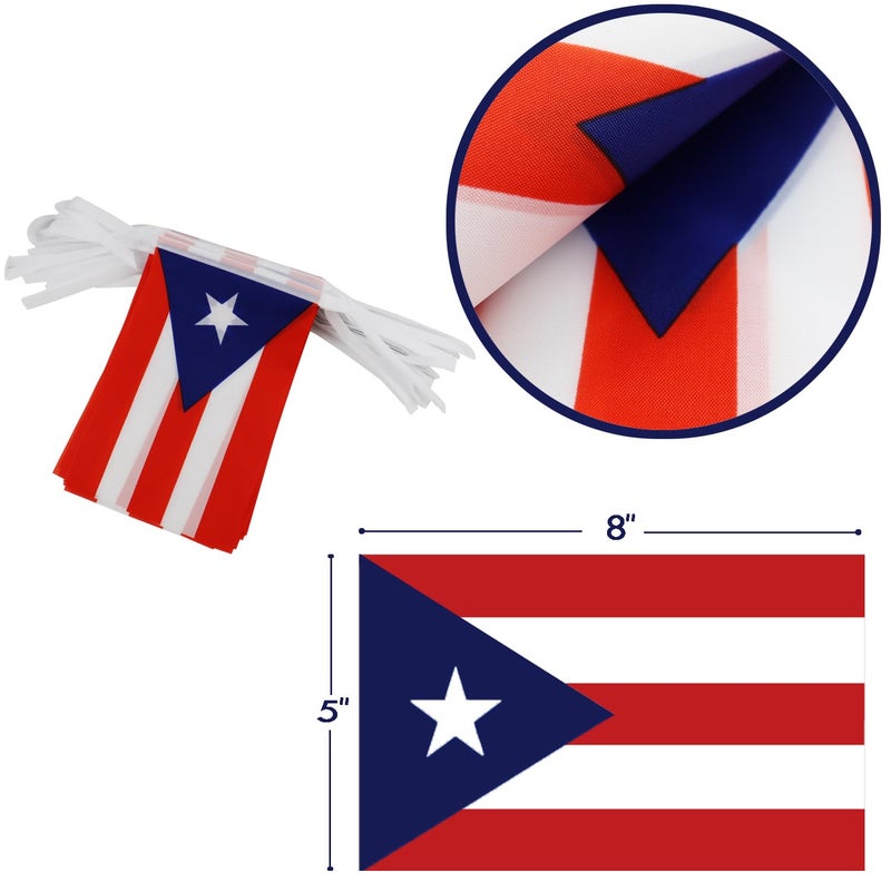 WJQMF Puerto Rico String Flag Pennant Banner - 38 Flags, 42 Feet Small Mini Puerto Rican Flags Bunting Banner for Country Decoration, School, Party, Sports Events - Image 4