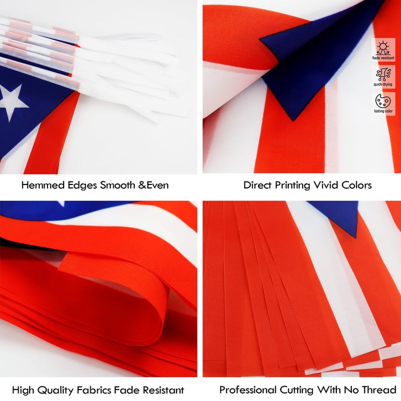 WJQMF Puerto Rico String Flag Pennant Banner - 38 Flags, 42 Feet Small Mini Puerto Rican Flags Bunting Banner for Country Decoration, School, Party, Sports Events - Image 3