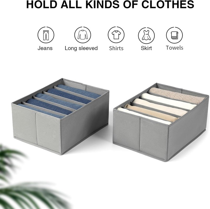 RENVA Wardrobe Clothes Organizers | Foldable Non-Woven Closet Drawer Organizer for Shirts, Jeans, T-Shirts, Sarees, Pants, Sweaters | Storage Box for Almirah - 15.5 X 10.3 7.5 In (1 Pc, Grey) - Image 2