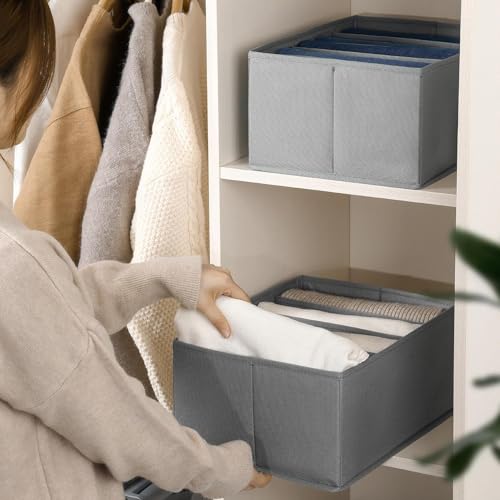 RENVA Wardrobe Clothes Organizers | Foldable Non-Woven Closet Drawer Organizer for Shirts, Jeans, T-Shirts, Sarees, Pants, Sweaters | Storage Box for Almirah - 15.5 X 10.3 7.5 In (1 Pc, Grey) - Image 5