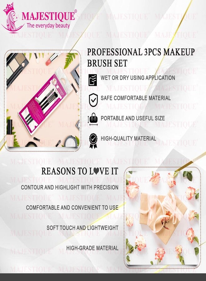 Majestique Professional Makeup Brushes Set | 3-in-1 Eye Makeup Brush Kit with Eyeliner, Eyeshadow & Smudge Brush | Soft Bristles - Image 5