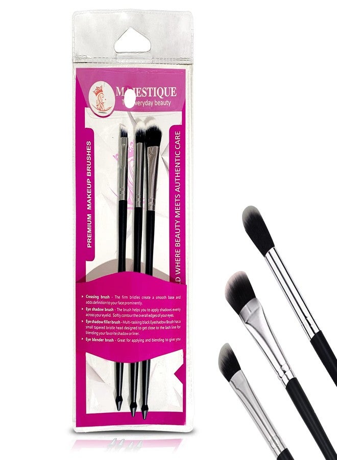 Majestique Professional Makeup Brushes Set | 3-in-1 Eye Makeup Brush Kit with Eyeliner, Eyeshadow & Smudge Brush | Soft Bristles - Image 1