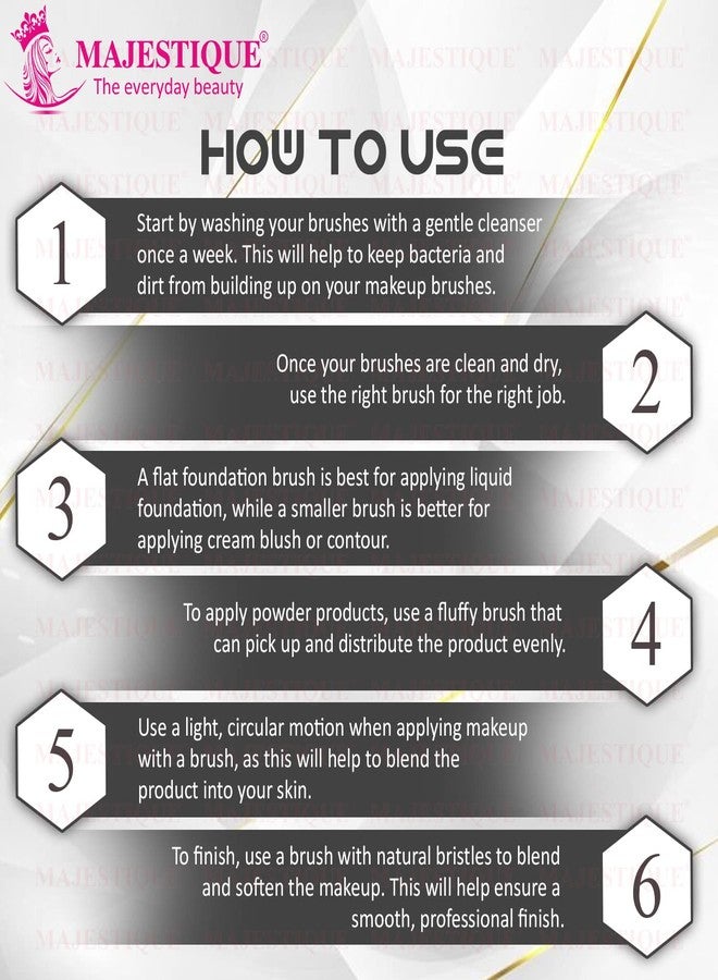 Majestique Professional Makeup Brushes Set | 3-in-1 Eye Makeup Brush Kit with Eyeliner, Eyeshadow & Smudge Brush | Soft Bristles - Image 3