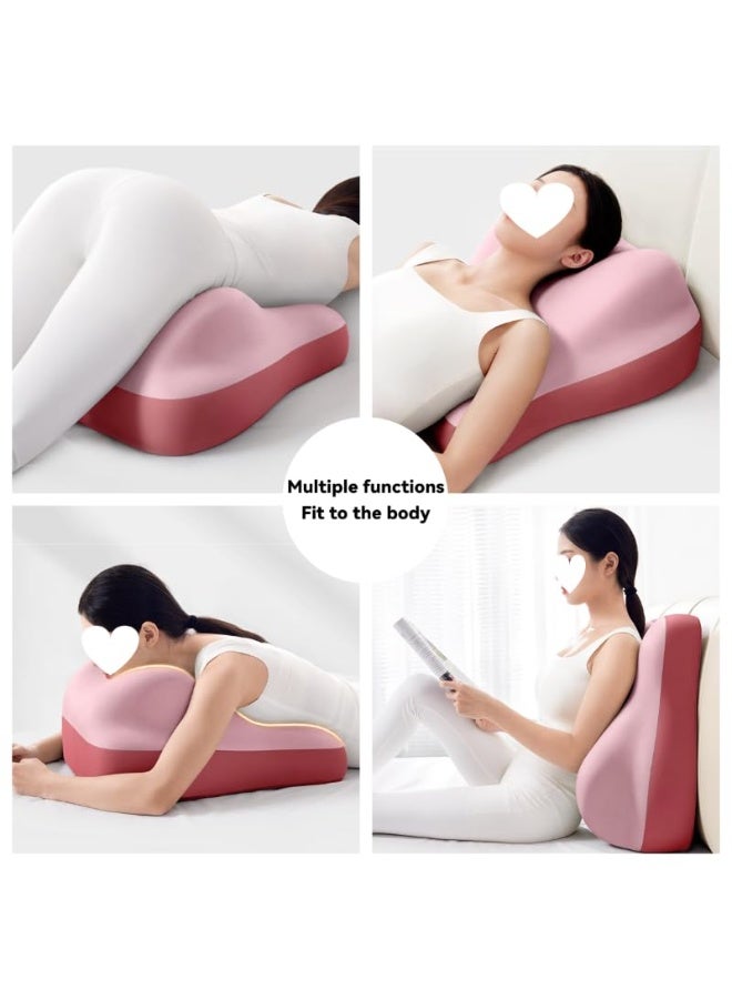 والالا وسادة 3 في 1 لرفع الساقين ودعم أسفل الظهر - وسادة نوم تقويمية للسرير والأريكة والسفر | وسادة جسم محمولة للتخييم وما بعد الجراحة وتخفيف آلام الظهر (إسفنج ميموري فوم، وردي) - Image 5