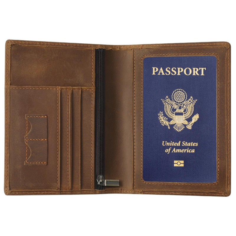 Ringsun Leather Passport Cover for Men Women, RFID Passport Wallet Case Travel Passport Holder for Family - Image 1