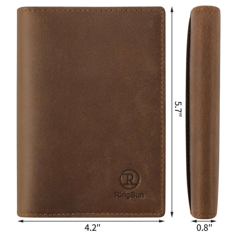 Ringsun Leather Passport Cover for Men Women, RFID Passport Wallet Case Travel Passport Holder for Family - Image 3