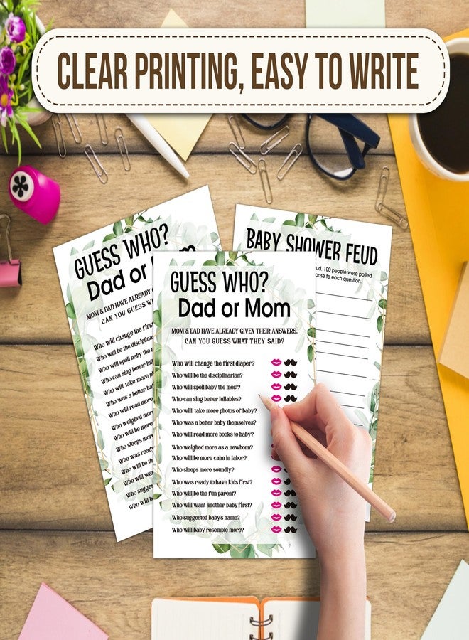 Huastatewolf Baby Shower Games Set, 4 Games for 25 Guests, Girl Boy Eucalyptus Baby Shower Decorations, 002 - Image 5