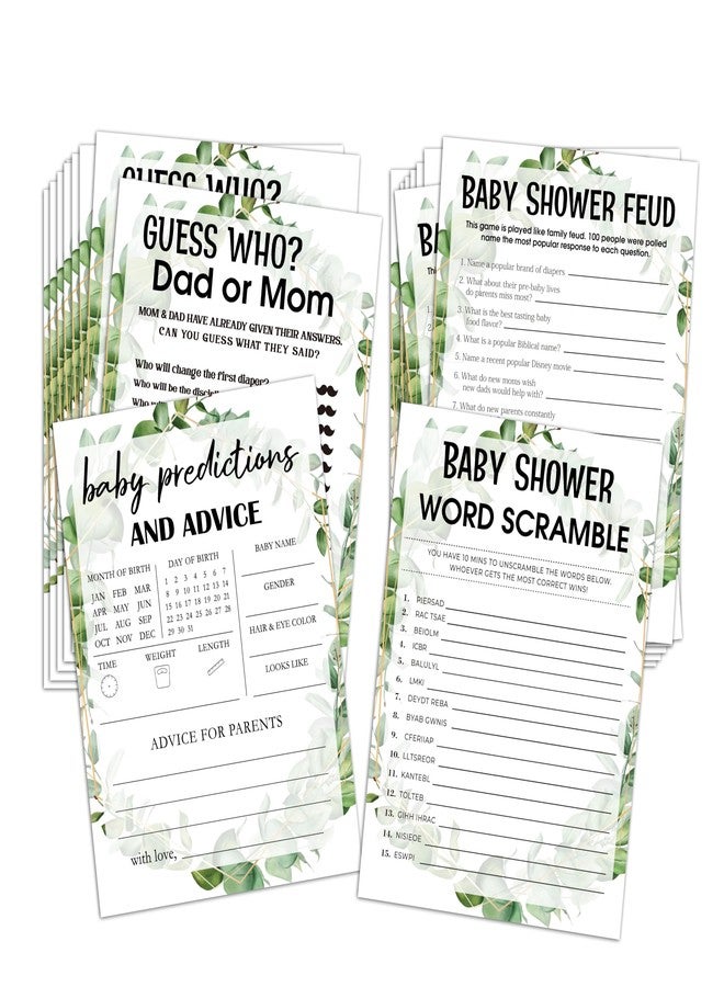 Huastatewolf Baby Shower Games Set, 4 Games for 25 Guests, Girl Boy Eucalyptus Baby Shower Decorations, 002 - Image 2