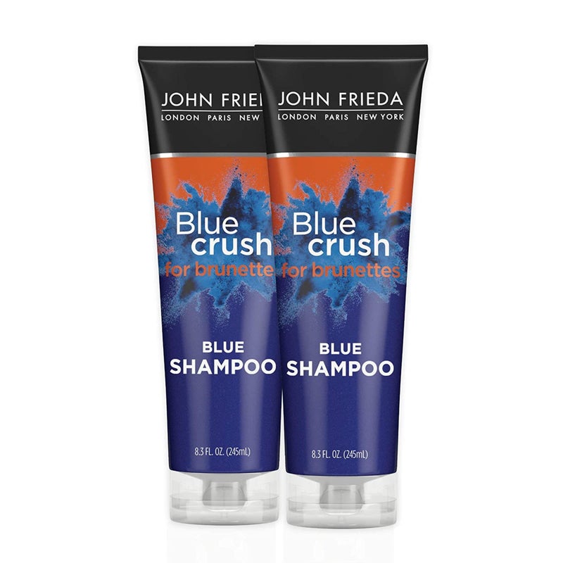 John Frieda Blue Crush Blue Shampoo for Brunettes, Crush Brassy Hair Tones for Brunettes, 8.3 oz (2 Pack) - Image 1