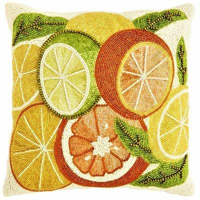 AIVIK Cotton Beaded Embroidery PillowSofa Cushion Cover for Bedroom Living Room Office 16x16inches Set of 14064 cm4064 cmMulticolour Lemon Pattern - Image 5