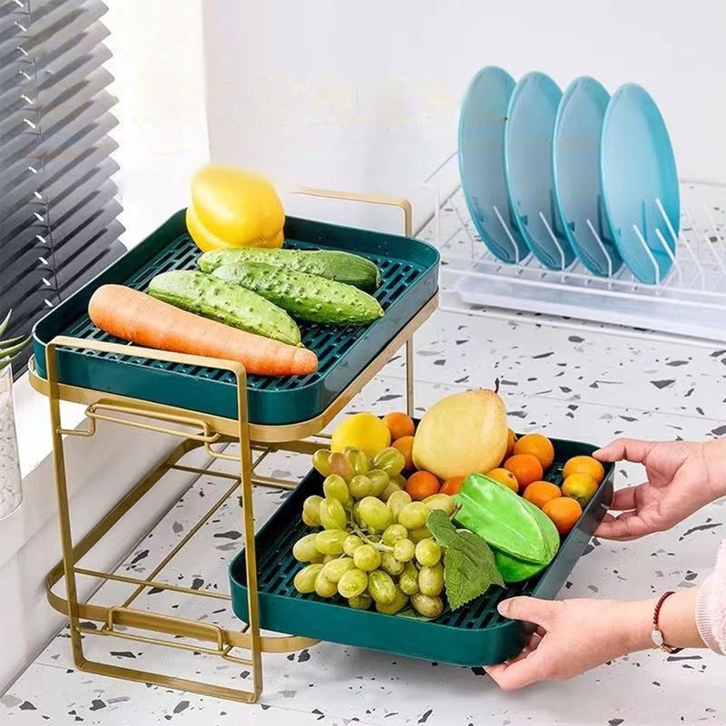 Dhadh Dhadh 2Tier Cups Mugs Drying Rack with Drain Tray Kitchen Storage Organizer Shelf for Drinking Glass Bottle  - Image 3