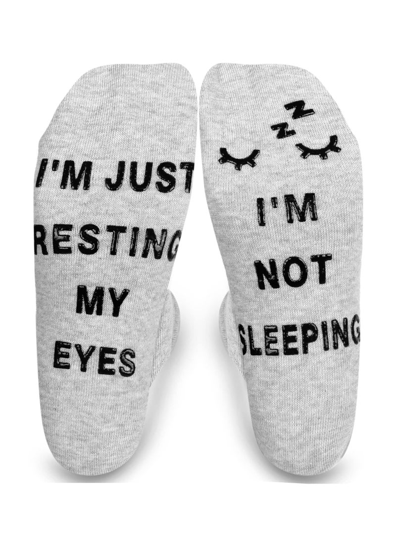 Funny Black Socks for Men and Women Great Birthday Gift for Dad Grandpa Son Unique Design Im Not Sleeping Just Resting My Eyes - Image 1
