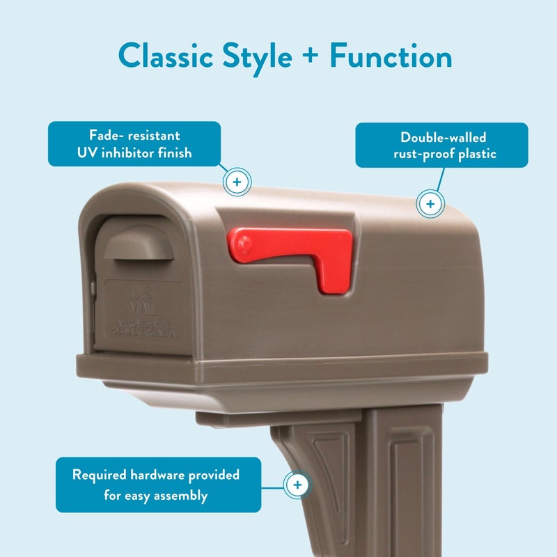 Architectural Mailboxes Classic Plastic Mailbox and Post Kit, GCL100MAM, Mocha - Image 5