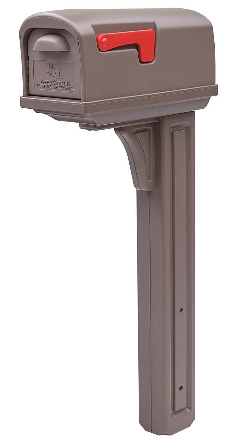 Architectural Mailboxes Classic Plastic Mailbox and Post Kit, GCL100MAM, Mocha - Image 1