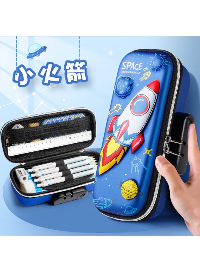 Large Capacity Pencil Case Men And Children Password Lock Stationery Box Primary School Students Multi-functional Cartoon 3d Three-dimensional Pencil Case - Image 1