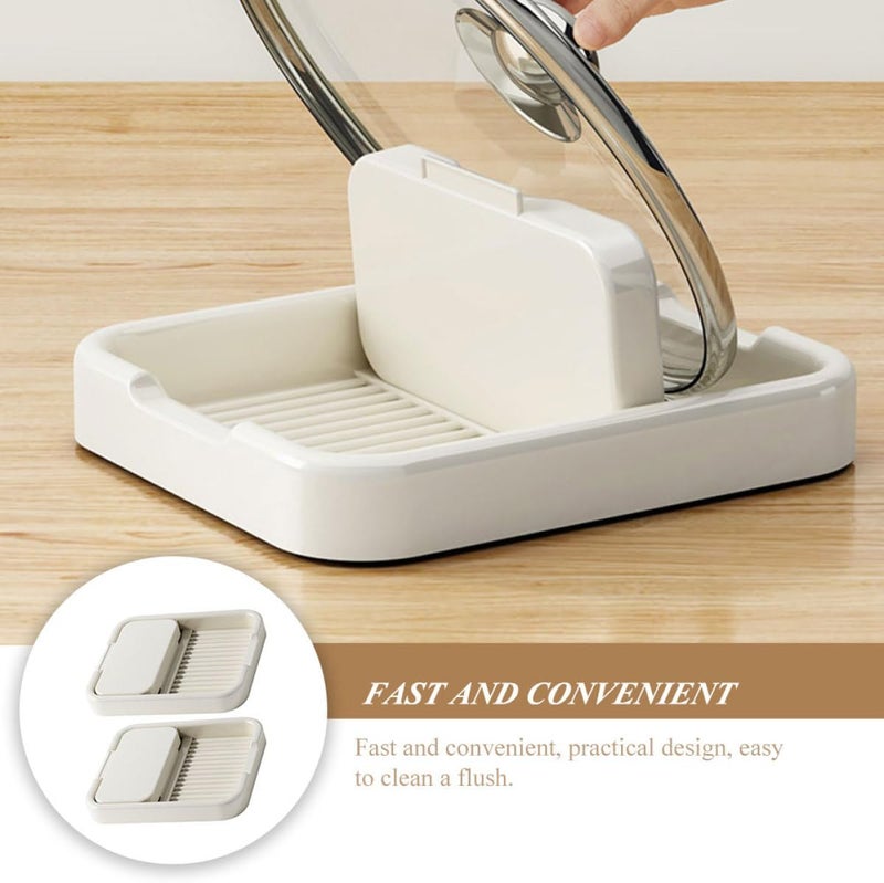Zerodeko Folding Pot Lid Holder and Utensil Stand, 2pcs Ivory White Desktop Kitchen Organizer Rack for Daily Use Lid Storage and Cutlery Accessory - Image 3