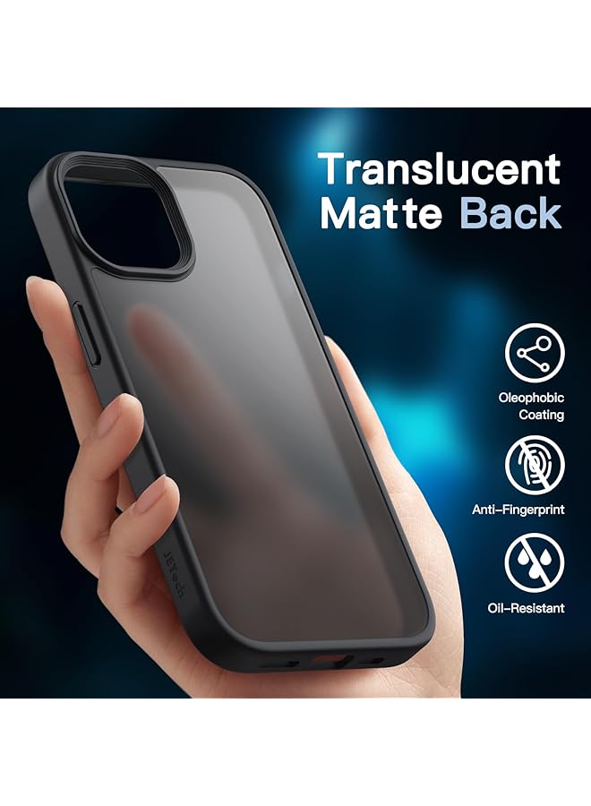 Jetech 5 In 1 Matte Case For Iphone 15 6.1 Inch With 2 Pack Each Tempered Glass Screen Protector And Camera Lens Protector Translucent Back Shockproof Phone Cover Black - Image 4