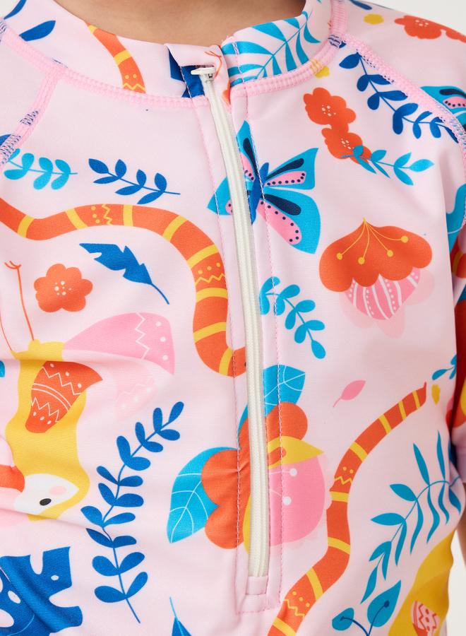 Styli Styli Graphic Print Half Zipped Swimsuit  - Image 3