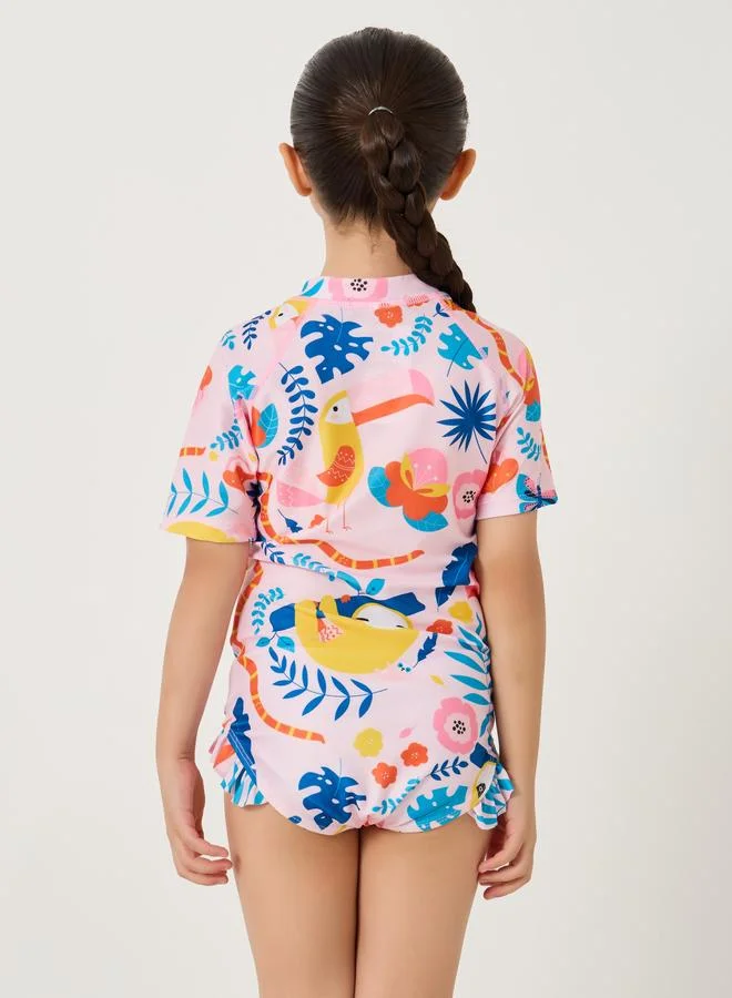 Styli Styli Graphic Print Half Zipped Swimsuit