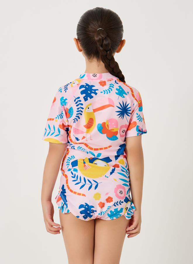Styli Styli Graphic Print Half Zipped Swimsuit  - Image 4