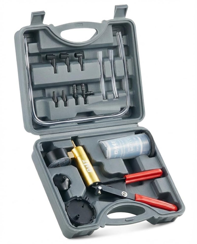 Orion Motor Tech Brake Bleeder Kit with Hand Vacuum Pump and Adapters, Brake Bleeding Kit for Brake Fluid Power Steering Fluid More, Vacuum Brake Bleeder Pump with Pressure Gauge - Image 1