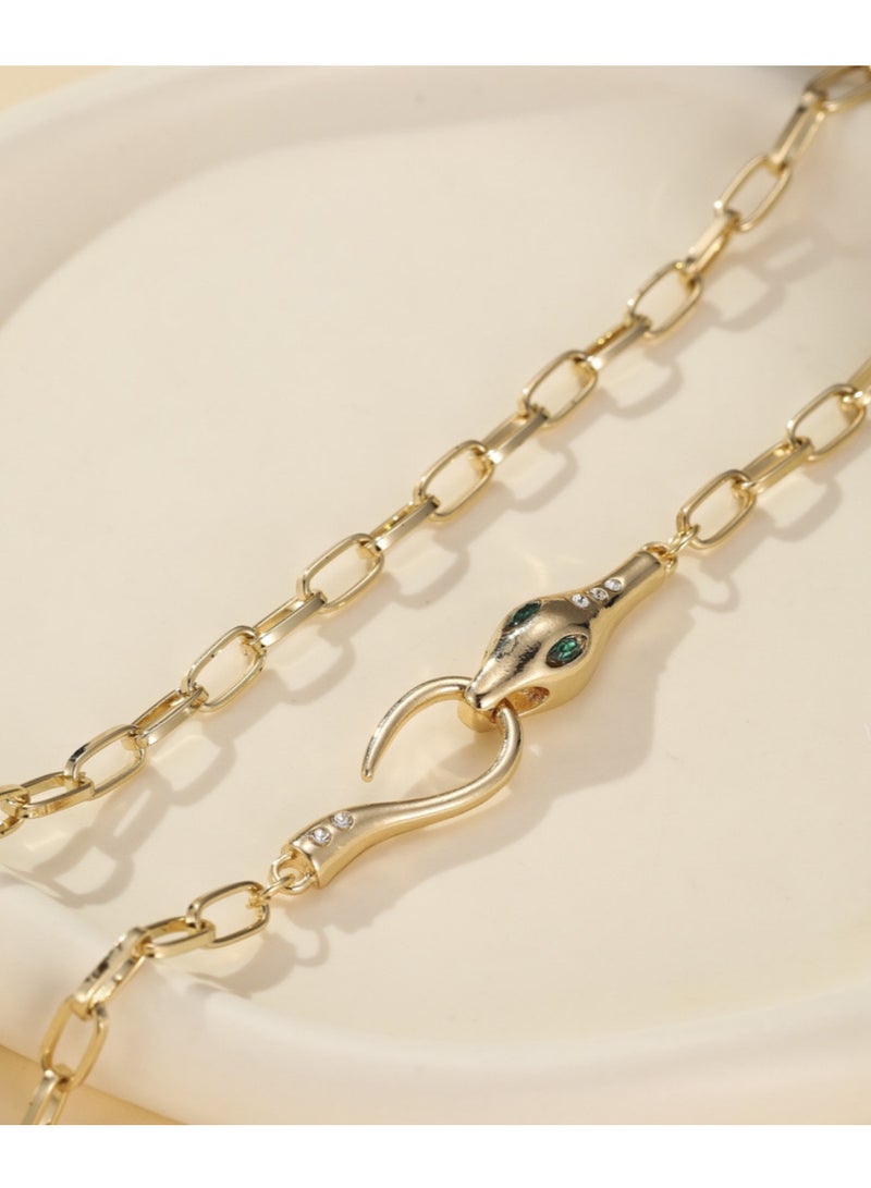 Diamond-Encrusted Metal Snake Necklace - Image 5