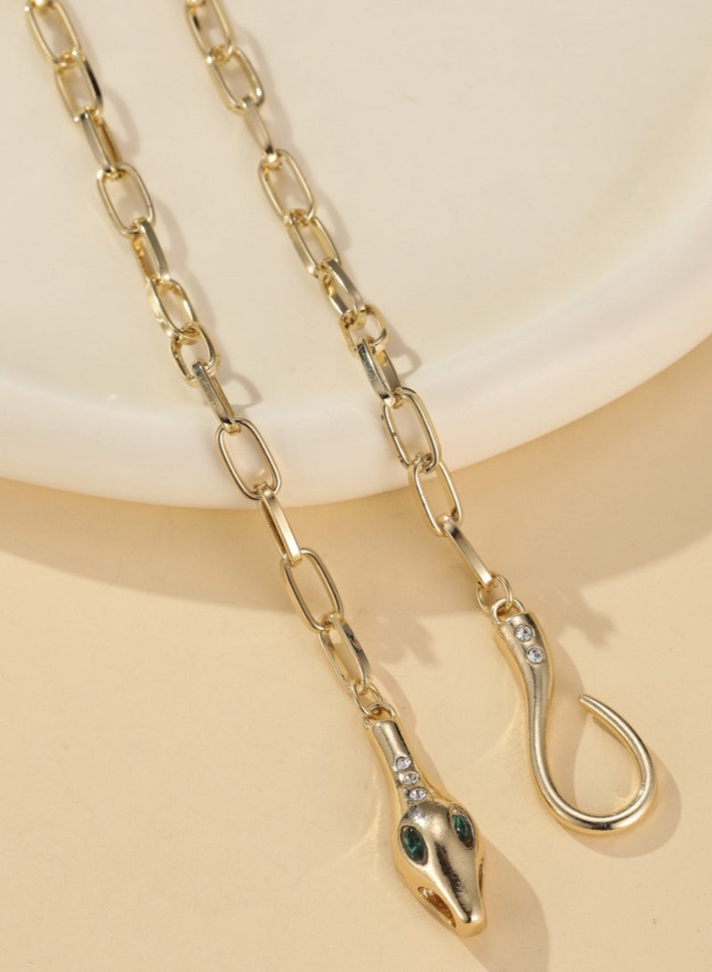 Diamond-Encrusted Metal Snake Necklace - Image 4