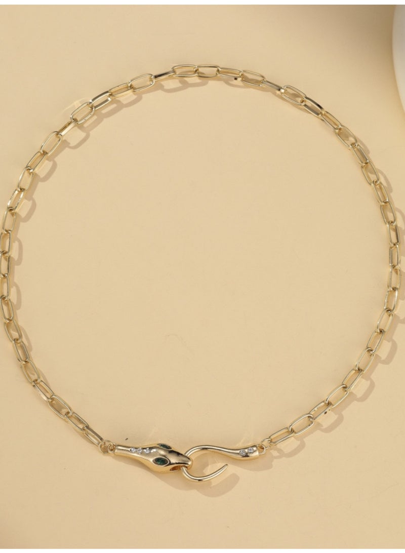 Diamond-Encrusted Metal Snake Necklace - Image 3