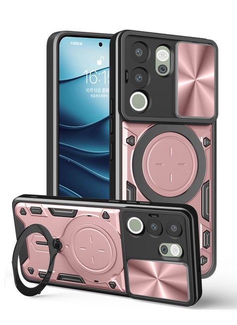 Case Cover for Vivo V29 5G / V29 Pro 5G, Slide Camera Lens Cover, 360°Rotating Kickstand Ring, Bumper Shockproof Phone Case，Compatible with Car Magnetic Mount