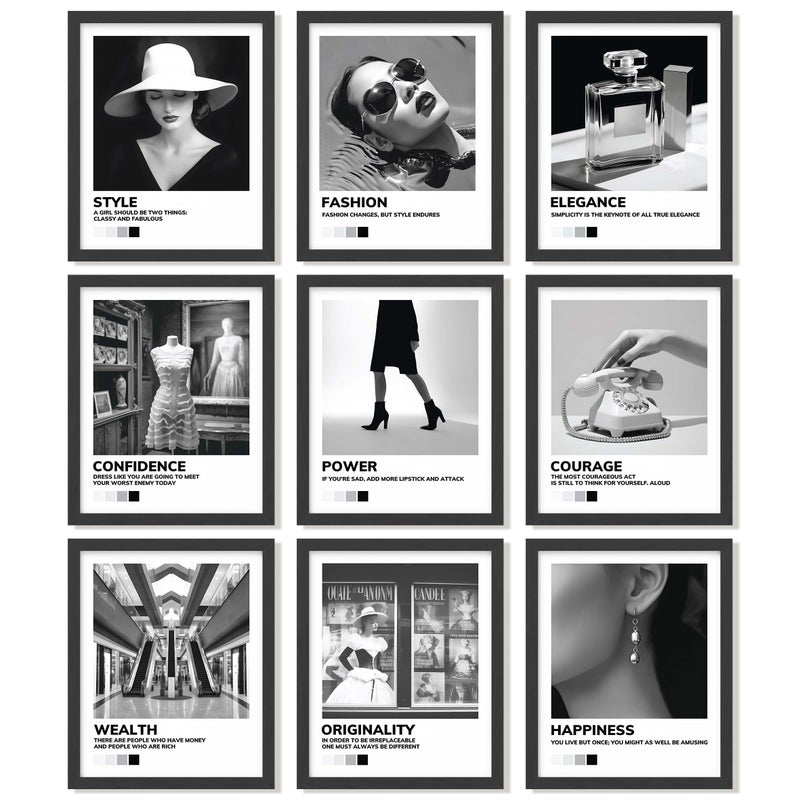 97 Decor 97 Decor Boujee Room Decor  Black And White Wall Art Posters Black And White Pictures for Wall Decor Vintage Fashion Prints Photos Artwork Black Room Decorations for Women 8x10 UNFRAMED 