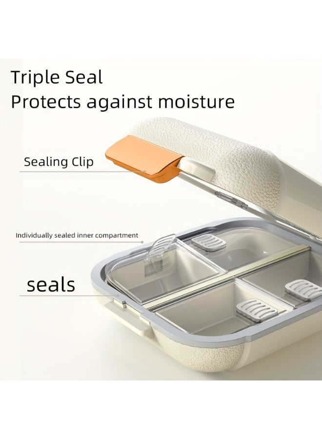 1pcs 7-Day Pill Box with Orange Handles - Large Capacity, Dust and Moisture Proof Organizer for Vitamins and Medicines, Ideal for Travel and Outdoor Use,  Travel Pill Organizer | Modern Pill Box | Secure Closure Box（White） - Image 3
