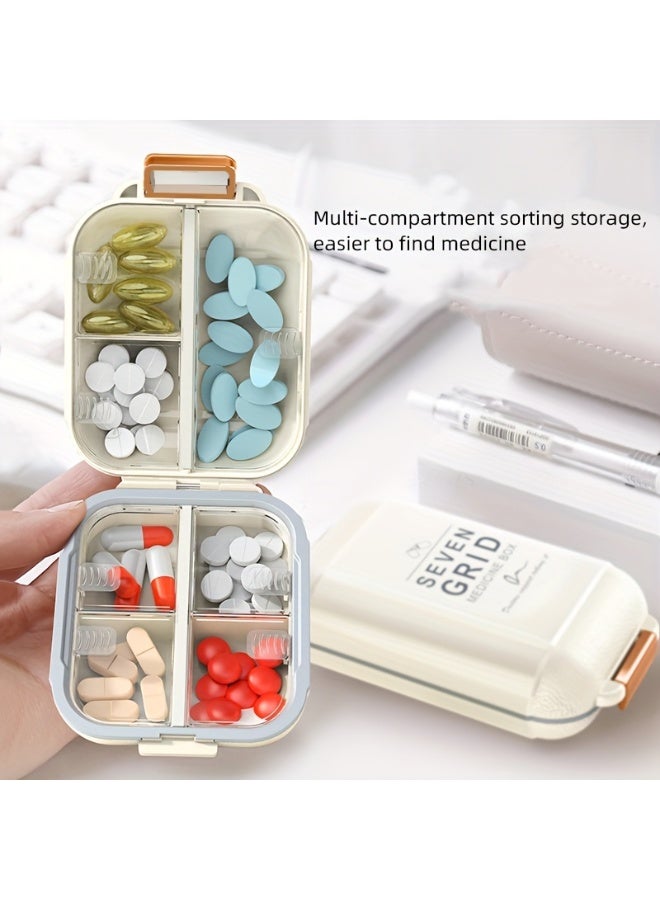 1pcs 7-Day Pill Box with Orange Handles - Large Capacity, Dust and Moisture Proof Organizer for Vitamins and Medicines, Ideal for Travel and Outdoor Use,  Travel Pill Organizer | Modern Pill Box | Secure Closure Box（White） - Image 2