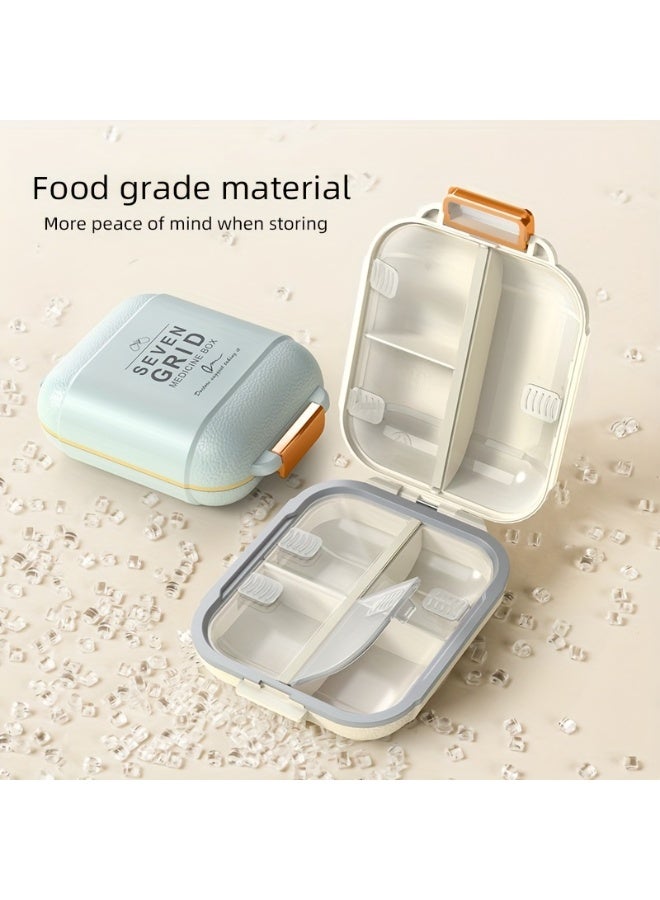 1pcs 7-Day Pill Box with Orange Handles - Large Capacity, Dust and Moisture Proof Organizer for Vitamins and Medicines, Ideal for Travel and Outdoor Use,  Travel Pill Organizer | Modern Pill Box | Secure Closure Box（White） - Image 4