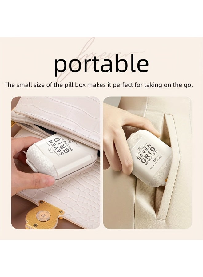 1pcs 7-Day Pill Box with Orange Handles - Large Capacity, Dust and Moisture Proof Organizer for Vitamins and Medicines, Ideal for Travel and Outdoor Use,  Travel Pill Organizer | Modern Pill Box | Secure Closure Box（White） - Image 5