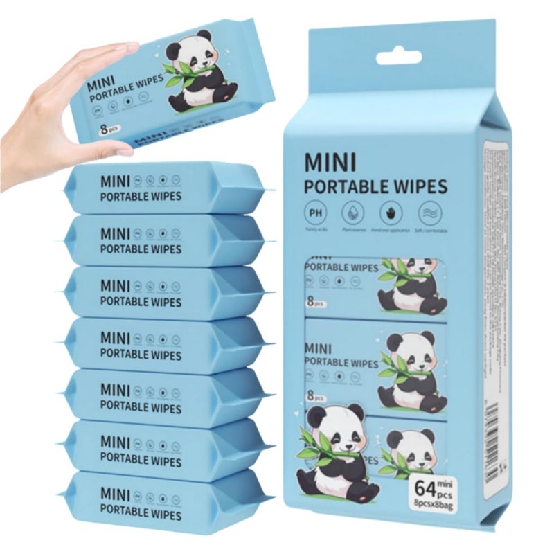 Mini Wipes Travel Size Wet Wipe 8 Pack Total 64 for woman8 Count Pack of 8