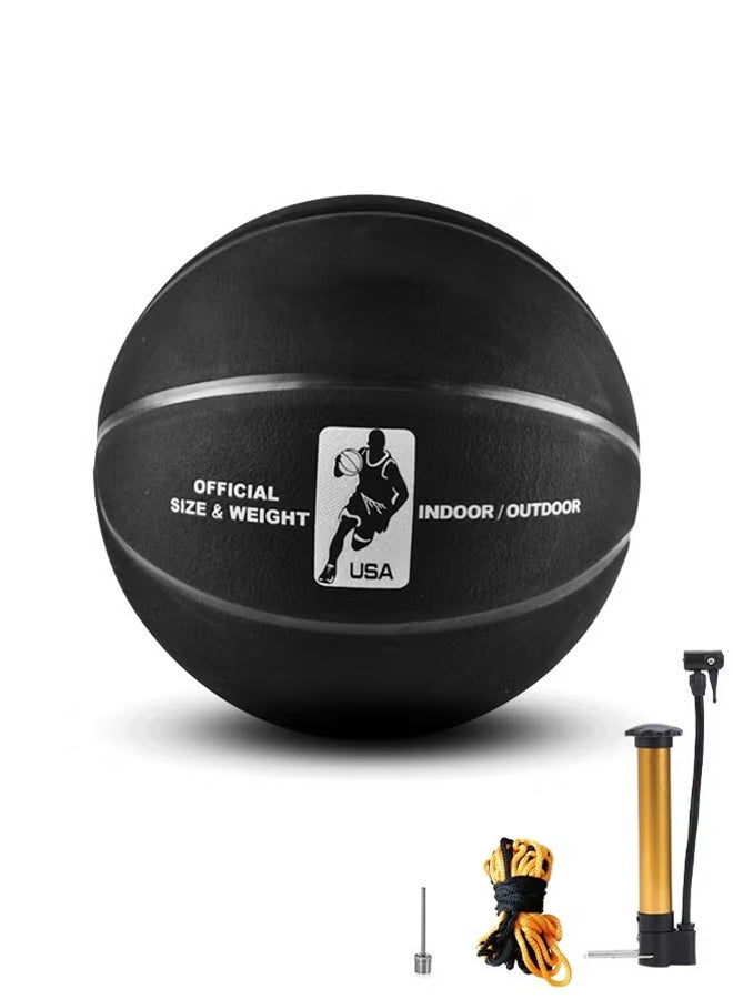 LJRN Basketball Standard Size 7 Offical Indoor Outdoor Basketball Black Leather Game Basketball Game Training Universal Basketball Outdoor Sports Goods - Image 1