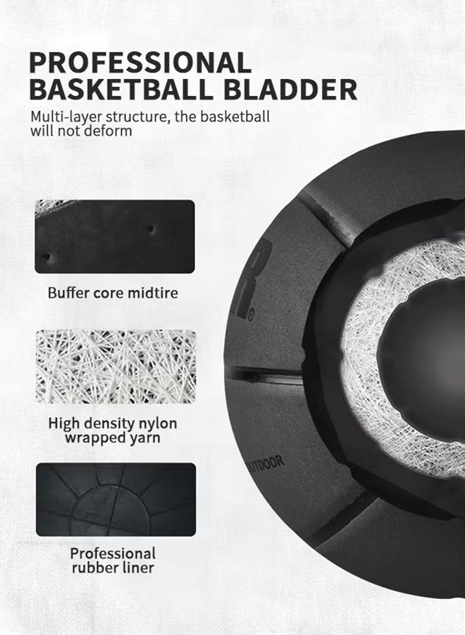 LJRN Basketball Standard Size 7 Offical Indoor Outdoor Basketball Black Leather Game Basketball Game Training Universal Basketball Outdoor Sports Goods - Image 3