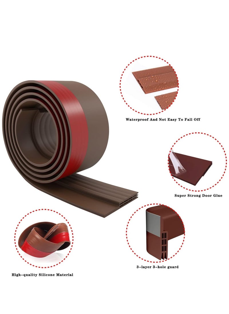 Arabest 2 Pack Under Door Draft Stopper, Soundproof Rubber Bottom Seal, Bottom of Door Sweep for Against Drafts Dust Noise Animals(5×100CM, Brown)  - Image 3