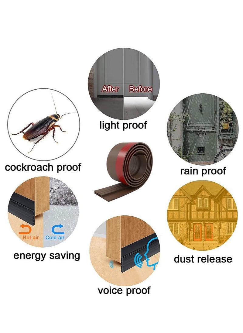 Arabest 2 Pack Under Door Draft Stopper, Soundproof Rubber Bottom Seal, Bottom of Door Sweep for Against Drafts Dust Noise Animals(5×100CM, Brown)  - Image 2